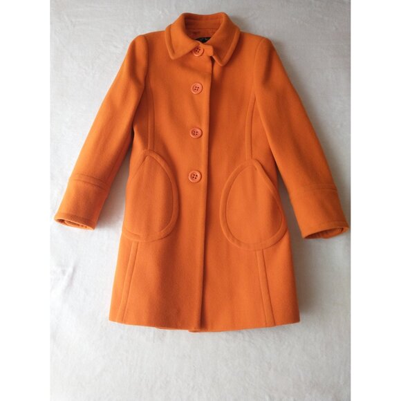 NWOT Orange small wool coat Jean Basic ptp 16'' - Picture 10 of 16